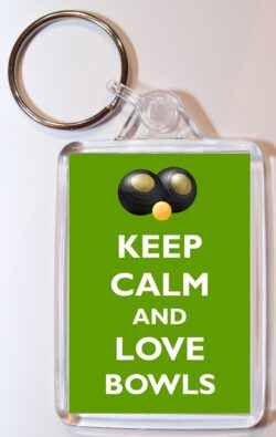 Keep Calm and Love Bowls - Double Sided Large Keyring Key Fob Chain Ring Gift Present Souvenir
