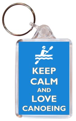 Keep Calm and Love Canoeing - Double Sided Large Keyring Key Fob Chain Ring Gift Present Souvenir