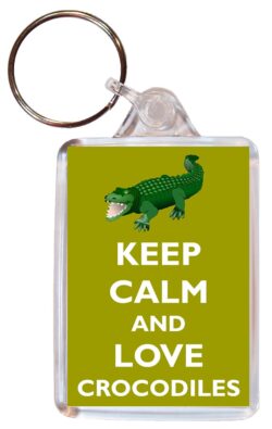 Keep Calm and Love Crocodiles - Double Sided Large Keyring Key Ring Fob Chain Name Tag Gift Present Souvenir
