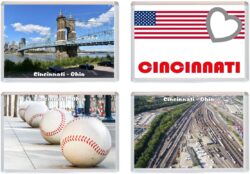 Cincinnati - Ohio - USA - 4 PACK - Jumbo Fridge Magnet Souvenir Gift Present