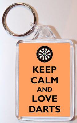 Keep Calm and Love Darts - Double Sided Large Keyring Key Fob Chain Ring Gift Present Souvenir