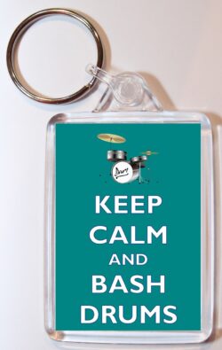 Keep Calm and Bash Drums - Double Sided Large Keyring Key Fob Chain Ring Gift Present Souvenir