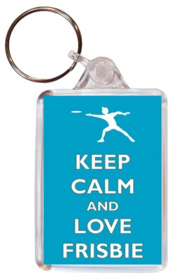 Keep Calm and Love Frisbie - Double Sided Large Keyring Key Fob Chain Ring Gift Present Souvenir