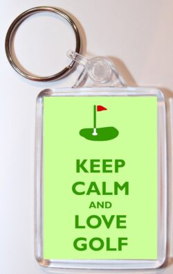 Keep Calm and Love Golf - Double Sided Large Keyring Key Fob Chain Ring Gift Present Souvenir