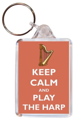 Keep Calm and Play the Harp - Double Sided Large Keyring Key Fob Chain Ring Gift Present Souvenir