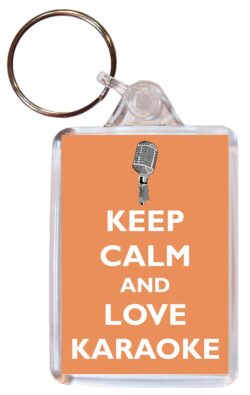 Keep Calm and Love Karaoke - Double Sided Large Keyring Key Fob Chain Ring Gift Present Souvenir