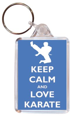 Keep Calm and Love Karate - Double Sided Large Keyring Key Fob Chain Ring Gift Present Souvenir
