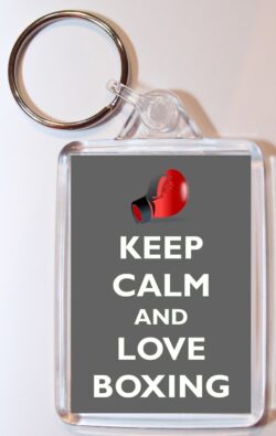 Keep Calm and Love Boxing - Double Sided Large Keyring Key Fob Chain Ring Gift Present Souvenir