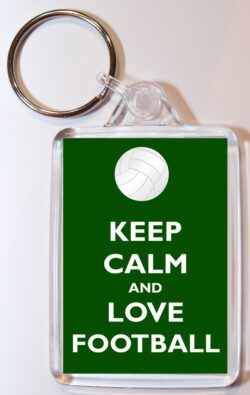 Keep Calm and Love Football - Double Sided Large Keyring Key Fob Chain Ring Gift Present Souvenir
