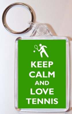 Keep Calm and Love Tennis - Double Sided Large Keyring Key Fob Chain Ring Gift Present Souvenir