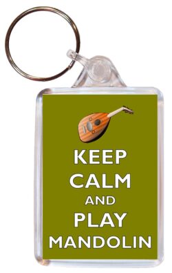 Keep Calm and Play Mandolin - Double Sided Large Keyring Key Fob Chain Ring Gift Present Souvenir