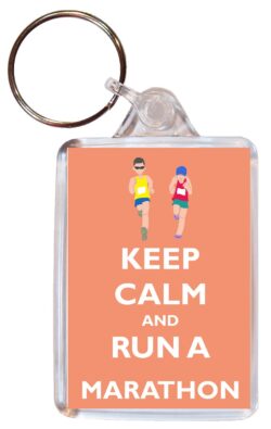 Keep Calm and Run a Marathon - Double Sided Large Keyring Key Fob Chain Ring Gift Present Souvenir