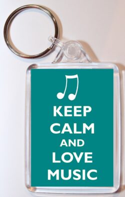 Keep Calm and Love Music - Double Sided Large Keyring Key Fob Chain Ring Gift Present Souvenir