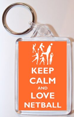 Keep Calm and Love Netball - Double Sided Large Keyring Key Fob Chain Ring Gift Present Souvenir