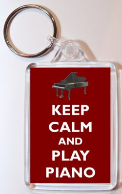 Keep Calm and Play Piano - Double Sided Large Keyring Key Fob Chain Ring Gift Present Souvenir