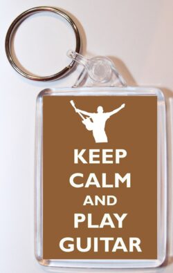 Keep Calm and Play Guitar - Double Sided Large Keyring Key Fob Chain Ring Gift Present Souvenir
