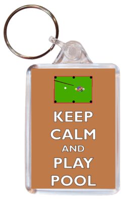 Keep Calm and Play Pool - Double Sided Large Keyring Key Fob Chain Ring Gift Present Souvenir