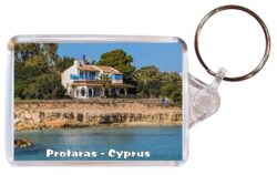Protaras - Cyprus - Double Sided Large Keyring Key Fob Chain Ring Gift Present Souvenir A2