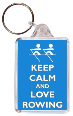 Keep Calm and Love Rowing - Double Sided Large Keyring Key Fob Chain Ring Gift Present Souvenir