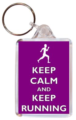 Keep Calm and Love Running - Double Sided Large Keyring Key Fob Chain Ring Gift Present Souvenir