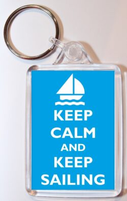 Keep Calm and Love Sailing - Double Sided Large Keyring Key Fob Chain Ring Gift Present Souvenir