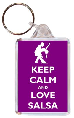 Keep Calm and Love Salsa - Double Sided Large Keyring Key Fob Chain Ring Gift Present Souvenir