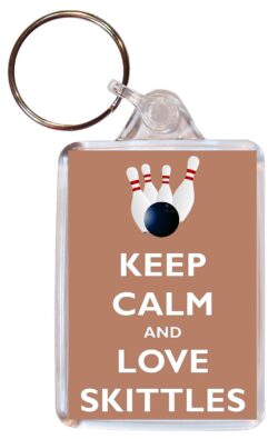 Keep Calm and Love Skittles - Double Sided Large Keyring Key Fob Chain Ring Gift Present Souvenir