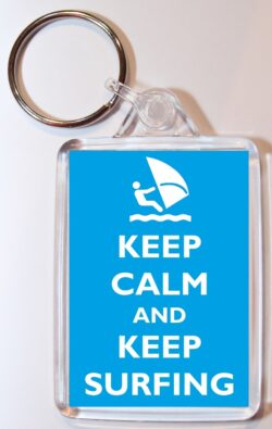Keep Calm and Keep Surfing - Double Sided Large Keyring Key Fob Chain Ring Gift Present Souvenir