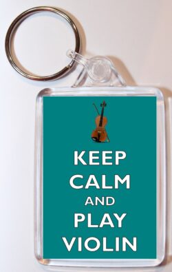 Keep Calm and Play Violin - Double Sided Large Keyring Key Fob Chain Ring Gift Present Souvenir