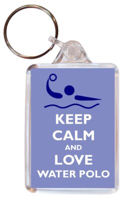 Keep Calm and Love Water Polo - Double Sided Large Keyring Key Fob Chain Ring Gift Present Souvenir
