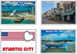 Atlantic City - New Jersey - USA - 4 PACK - Jumbo Fridge Magnet Souvenir Gift Present