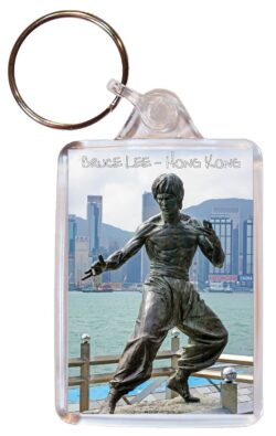 Bruce Lee - Hong Kong - Double Sided Large Keyring Key Fob Chain Ring Gift Present Souvenir