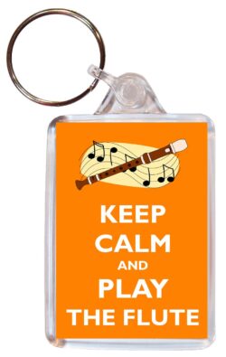 Keep Calm and Play the Flute - Double Sided Large Keyring Key Fob Chain Ring Gift Present Souvenir