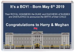 Harry & Meghan - Duke and Duchess - Royal Family Baby Boy - Jumbo Fridge Magnet Gift/Souvenir/Present