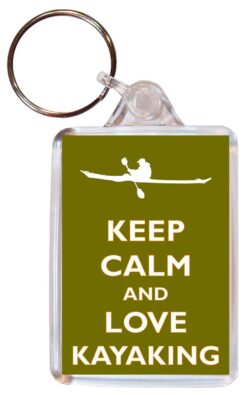Keep Calm and Love Kayaking - Double Sided Large Keyring Key Fob Chain Ring Gift Present Souvenir