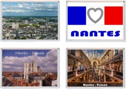 Nantes - France - 4 PACK - Jumbo Fridge Magnet Souvenir Gift Present