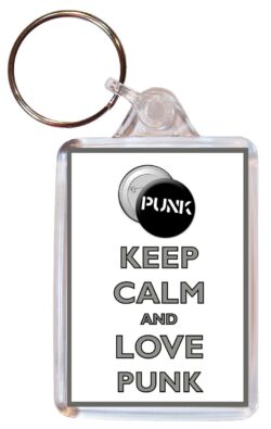 Keep Calm and Love Punk - Double Sided Large Keyring Key Fob Chain Ring Gift Present Souvenir