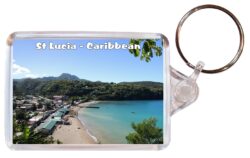 St Lucia - Caribbean - Double Sided Large Keyring Key Fob Chain Ring Gift Present Souvenir A2