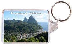St Lucia - Caribbean - Double Sided Large Keyring Key Fob Chain Ring Gift Present Souvenir A4