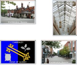 Camberley - Surrey - 4 PACK - Jumbo Fridge Magnet Souvenir Gift Present