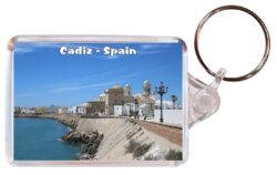 Cadiz - Costa de la Luz - Spain - Double Sided Large Keyring Key Fob Chain Ring Gift Present Souvenir F2