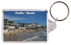 Cadiz - Costa de la Luz - Spain - Double Sided Large Keyring Key Fob Chain Ring Gift Present Souvenir F6
