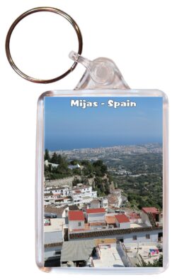 Mijas - Andalusia - Costa del Sol - Spain - Double Sided Large Keyring Key Fob Chain Ring Gift Present Souvenir F6