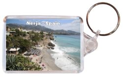 Nerja - Costa del Sol - Spain - Double Sided Large Keyring Key Fob Chain Ring Gift Present Souvenir F4