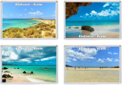 Elafonisi Beach - Crete - Greece - 4 PACK - Jumbo Fridge Magnet Souvenir Gift Present