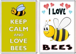 Keep Calm & I Love Bees (2 PACK) - Jumbo Fridge Magnet Souvenir Gift Present