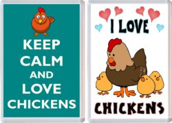 Keep Calm & I Love Chickens (2 PACK) - Jumbo Fridge Magnet Souvenir Gift Present