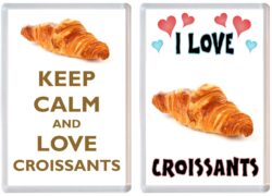 Keep Calm & I Love Croissants (2 PACK) - Jumbo Fridge Magnet Souvenir Gift Present