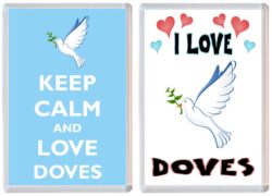 Keep Calm & I Love Doves (2 PACK) - Jumbo Fridge Magnet Souvenir Gift Present