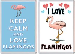 Keep Calm & I Love Flamingos (2 PACK) - Jumbo Fridge Magnet Souvenir Gift Present